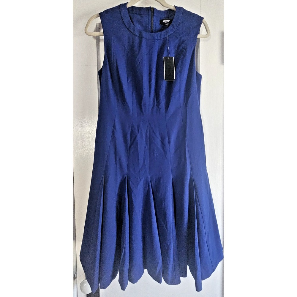 NWT PREMISE Dresses blue Sz 8 drop waist pleated skirt fit flare dress